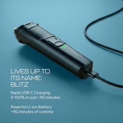 Image of Zlade Jaws Blitz 9-in-1 Beard Trimmer for Men | 40 Length Settings 0.5mm to 20mm | Self-Sharpening Blades | USB-C Fast Charging, 90min runtime (Black)