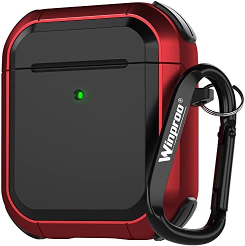 Winproo Armor Airpods 2nd & 1st Generation Case Cover with Keychain, Military Hard Shell Full-Body Shockproof Protective Case Skin for Airpods 2nd & 1st Gen [Charging LED Visible]