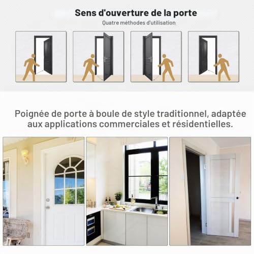 Faankiton Lot de 1 poignée de porte intérieure mate, bouton de porte de passage pour portes intérieures, serrure de porte de passage sans clé, poignée de porte intérieure en acier inoxydable (serrure – vue 7