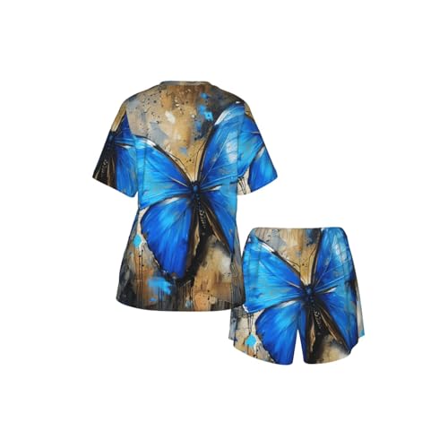 Imprimé papillon bleu vêtement tendance mode estivale fluide - 6