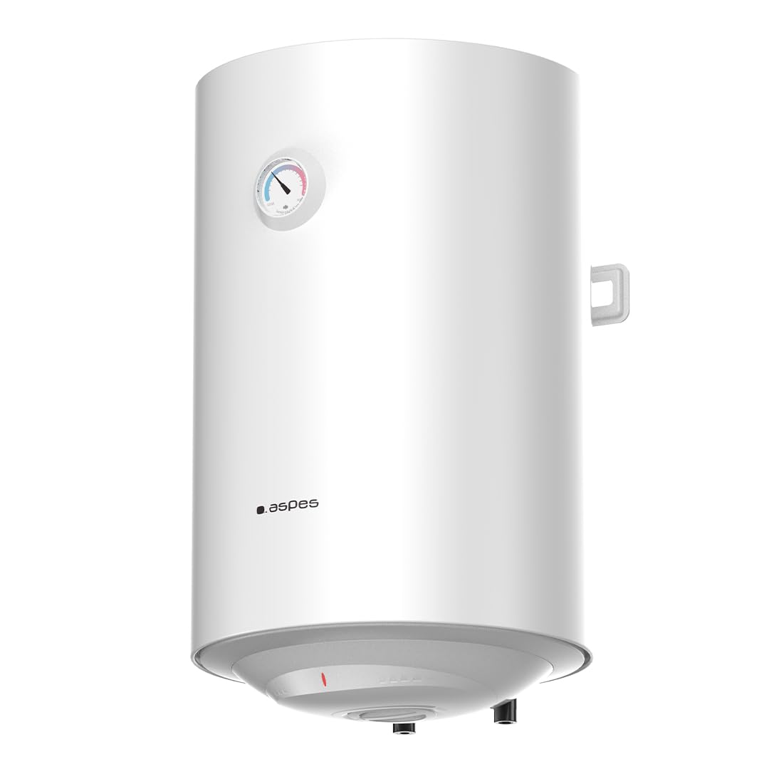 Aspes Termo Eléctrico 30 Litros, AT3000S. 1500W, Kit de Montaje Incluido, Resistencia de Acero Esmaltado, Termostato Manual, Temperatura Máx 70 º, Blanco, Eficiencia Energética Clase C