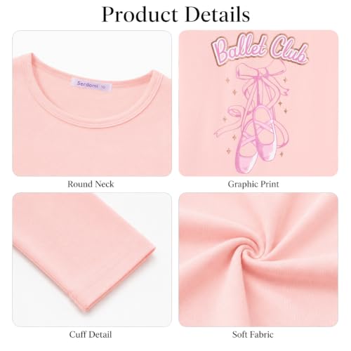 Image of Girls Long Sleeve T-Shirt Cute Versatile Basic Casual Top Size 6-18 | Soft Stretchy Tee for All Day Comfort, Versatile Layering Top for Cold Days, Cute Casual Style for Girls, Durable Easy Care