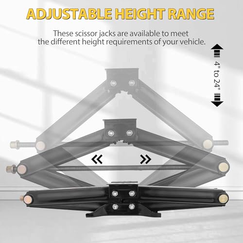 Image of RV Scissor Jack Stabilizer 6500lb Heavy Duty 24 inch RV Trailer Stabilizer Leveling Scissor Jack for Trailer Camper with Crank Handle - 1Pack