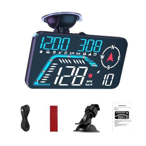 Ampio display Screen Car Head up, KM/H e MPH, AMROOLOO GPS, tachimetro con promemoria di velocità e fatica, adatto per...
