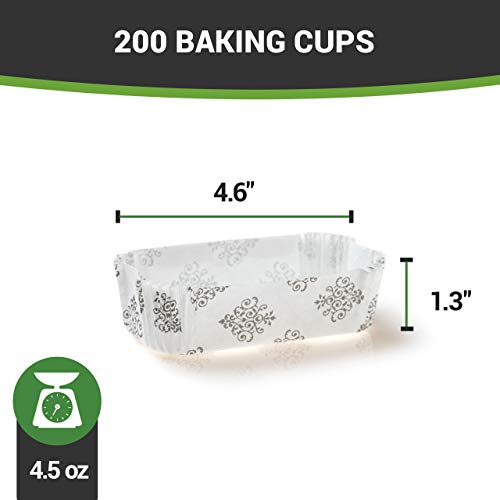 Panificio Premium 4-Inch Baking Cups, 4.5 Oz: Large-Ridged Elliptical Paper Baking Cups Perfect For Muffins, Cupcakes Or Mini Snacks - Vintage Floral Design - Disposable And Recyclable - 200-Ct #TOP3