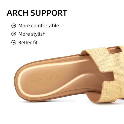 Image of AprCoco Women's Flat Sandals Dressy Classic H-Band Flats Sandals Summer Beach Vacations Slide Sandals