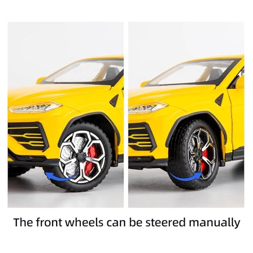 Image of Exclusive Alloy Metal Pull Back Die-Cast Car Diecast Metal Pullback Toy Car with Openable 6 Doors,Light Music Boys Gifts Toys (1:24 Lamborghini Urus-Yellow)