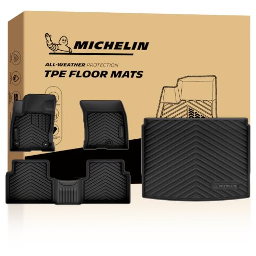 Image of Michelin Vehicle Mats for 2021-2026 Bronco Sport (4 Piece) | Only Fit Full-Size Spare Tire Models or Cargo Floor with Rear Bump, All-Weather TPE Custom Fit Liner, Premier A