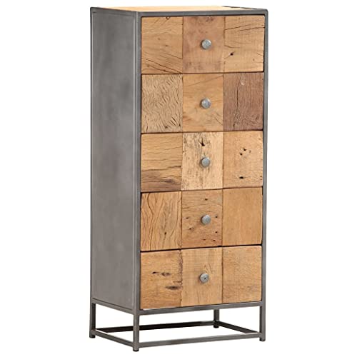 Tonture Aparador con cajones, 45 x 30 x 100 cm, madera maciza recuperada, aparador de madera reciclada para salón, comedor, pasillo, estable, marrón