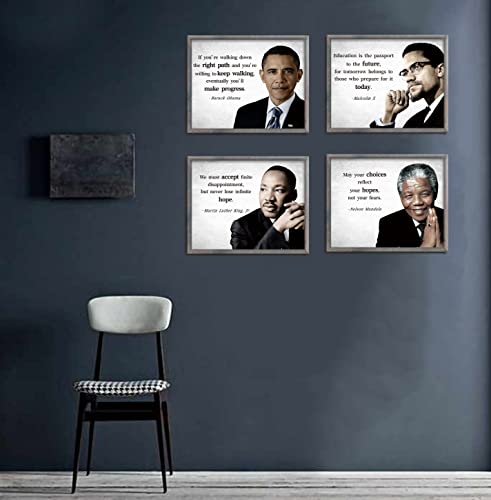 Jinlingone Hd Black History Famous Quotes Decoration Painting | 4-Pack (20.32 * 25.4 Cm)Frameless . Including Barack Obama, Nelson Mandela, Martin Luther King, Malcolm X | Classroom Or Home Zh-3-Bai4Nuren #TOP2