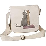 Con bandolera ajustable \'Poste rascador para Gatos\' Pequeña Bolso Mensajero de Algodón (MS00041426)