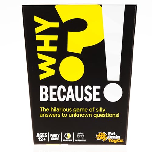 Image of Fat Brain Toys Why Because Party Game for Families Friends or Adults 3-6 Players Ages 12+, Card Game with Funny Answers, Fun Games