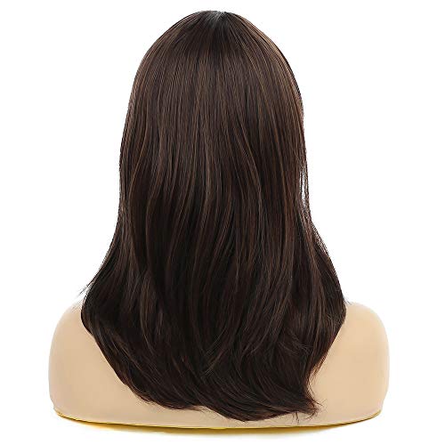 Baruisi Long Layered Brown Wigs For Women Natural Wavy Side Part Synthetic Heat Resistant Hair Wig For Costume And Daily Use 20" #TOP4