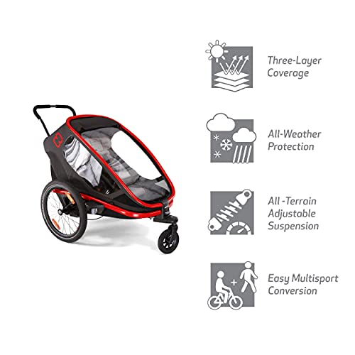 Hamax Outback One Seat Reclining Multi-Sport Child Bike Trailer + Stroller (Jogger Wheel Sold Separately) (Red/Charcoal) #TOP2