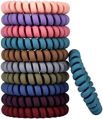 10 Pcs Spiral Hair Ties, Coil Hair Ties, Phone Cord Hair Ties, Hair Coils Phone Cord Hair Rings Ponytail Holder Coil for Any Kinds of Hair