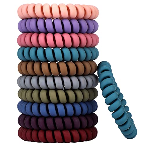 10 Pcs Spiral Hair Ties, Coil Hair Ties, Phone Cord Hair Ties, Hair Coils Phone Cord Hair Rings Ponytail Holder Coil For Any Kinds Of Hair #TOP29