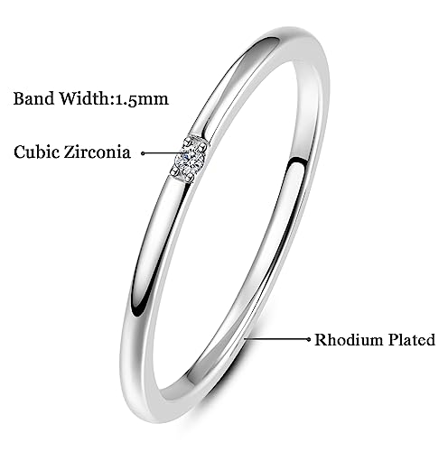 Simple Thin Brass Rings for Women White Gold Plated Wedding Band Rings Women Statement Rings Size 5-93