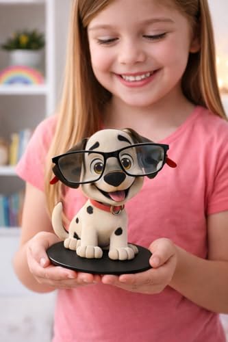 Image of PANAH Cute small dog specs holder | Eyeglass Holder Stand | Cute Cartoon Spectacles & Sunglasses Stand | Desk Organizer & Home Decor | Gift Item for Kids & Adults (Cute Dog Specs Holder)