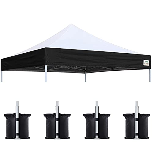 Image of Eurmax USA 10x10 Pop Up Canopy Replacement Top,Universal Instant Canopy Cover ONLY,Heavy Duty UPF 50+ UV Protection,Water & Wind Resistant Tarp,30+ Colors Available,Bonus 4 Sand Bags (White&Black)
