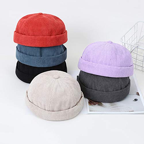 Unisex Rolled Cuff Docker Cap Hats Brimless Beanie Sailor Cap Worker Hat For Women Men (Style D-Purple, One Size) #TOP4