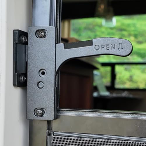 WanDwel Aluminum RV Screen Door Latch Handle Replacement Kit (Right Hand) Metal Camper Travel Trailer Motorhome Entry Parts for Passenger Side