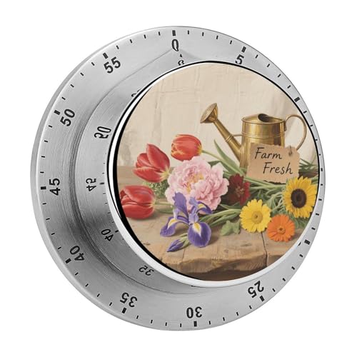 Minuteur visuel de 60 minutes, minuterie de cuisine mécanique avec base magnétique et alarme forte, sans piles, compte à rebours manuel de la ferme avec...