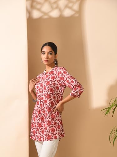 Image of Meesan Women's Casual Ethnic 3 /4 Sleeve Printed Tunic
