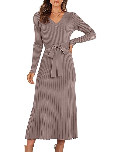 ANRABESS Womens Long Sleeve Fall Dress 2025 V Neck...