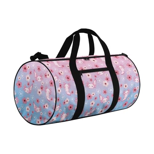 Axolotl Cherry Blossom Duffel Bag 20-24-28 Inches Foldable Gym Bag for Women Duffle Bags Lightweight with Inner Pocket for Travel Sports2