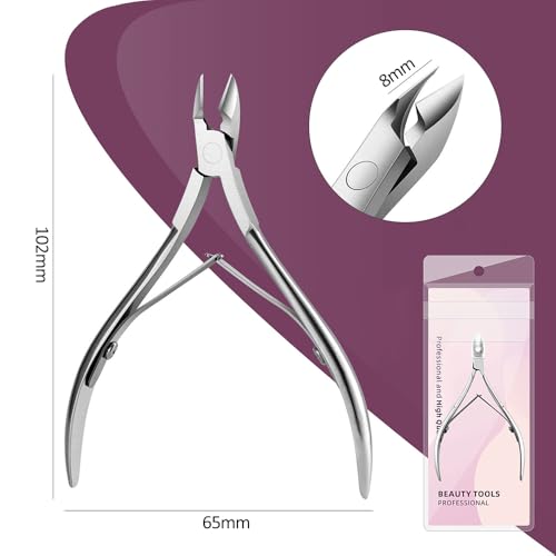 WOLMIK Nagelhautschneider, Edelstahl Profi Nagelhautzange für Maniküre und Pediküre, Nagelhautentferner Werkzeug für abgestorbene Haut, Hangnails und Nagelpflege