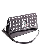 50er Jahre SugarShock Venia Damen Clutch Polka Dots Handtasche, Farbe:schwarz weiss