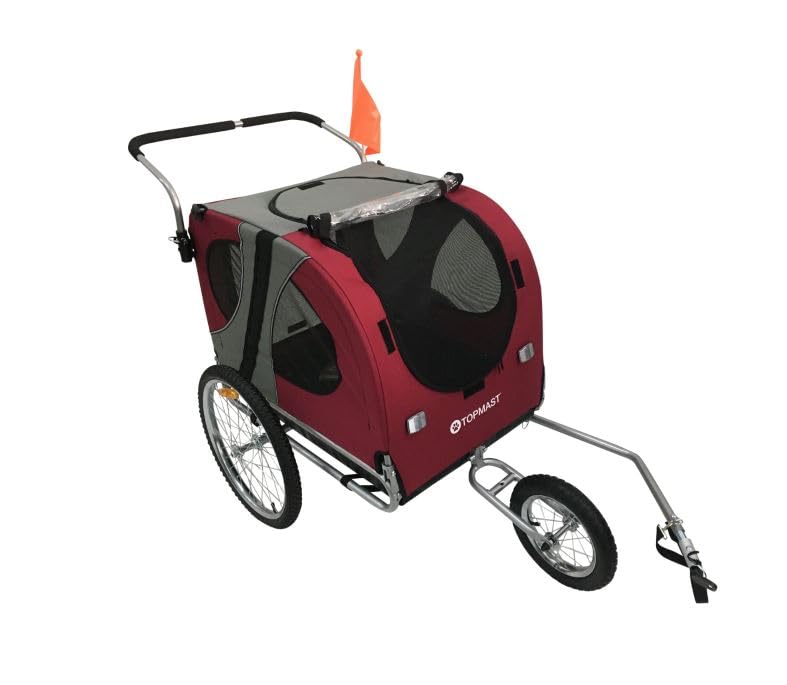 Hundefahrradanhänger Starline Original L - Rot - Mit Joggerfunktion - Faltbar - 2 in 1 Hundeanhänger & Hundebuggy