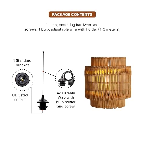 Image of Habere India-All the Cultures Fabricating India Cane Wall Lamp | Rattan Wall Light for Bedroom & Living Room | Decorative Wall Mount Lamp (L22 x W12 x H24 cm)