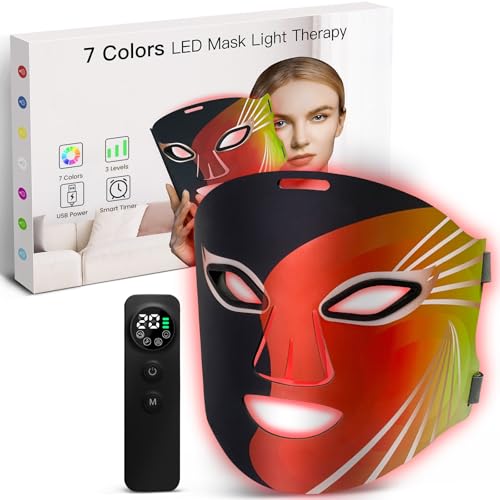 Red Light Therapy for Face, 7 Colors Infrared LED Face Mask Light...