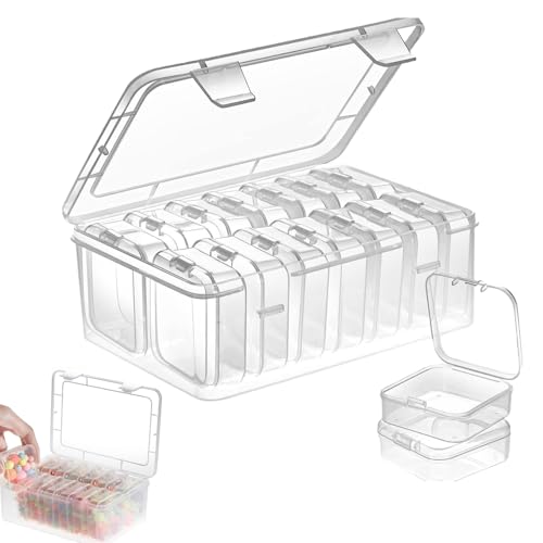 WQNNQW 15 Teiligekleine Box,Aufbewahrungsboxen Klein (5,5 X 5,5 Cm), Diamond Painting Aufbewahrungsbox, Aus Klarem Kunststoff Mit Klappdeckel Für Pillen, Bastelartikel & Kleinteile Aufbewahrungsbox