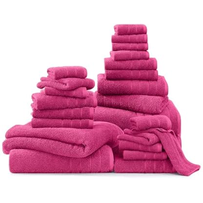 24 Stück Handtücher für Badezimmer 100% Baumwolle Handtuch Set Oversize Badetücher Gym Handtücher Waschlappen Weich und Saugfähig - Fuchsia – Bild 3