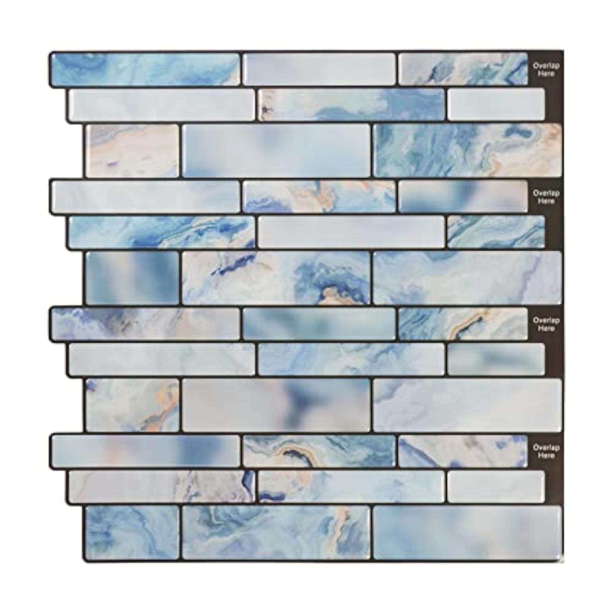 Blue Marble Stone Self Adhesive Removable Tiles for Kitchen