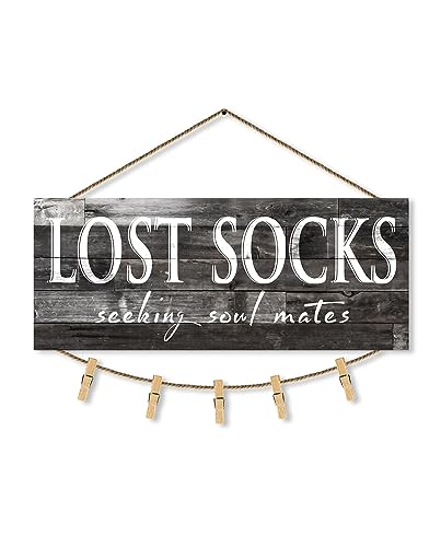 KINGO Lost Socks Rustic Wall Decor Sign