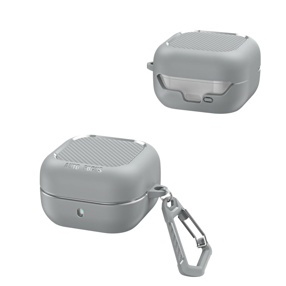 Generic Cover compatibile con Samsung Galaxy Buds4 (colore grigio) custodia rigida in silicone antiurto custodia completa portachiavi