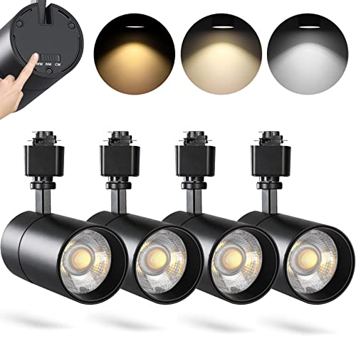 Vanoopee 3-Color 20W H Track Lighting Heads Dimmable No Flicker Bright Led Track Lighting Fixtures For Accent Task Retail Kitchen Ceiling Track Light H Type Pack Of 4 - Cri90+ 36° 2000Lm Black #TOP3