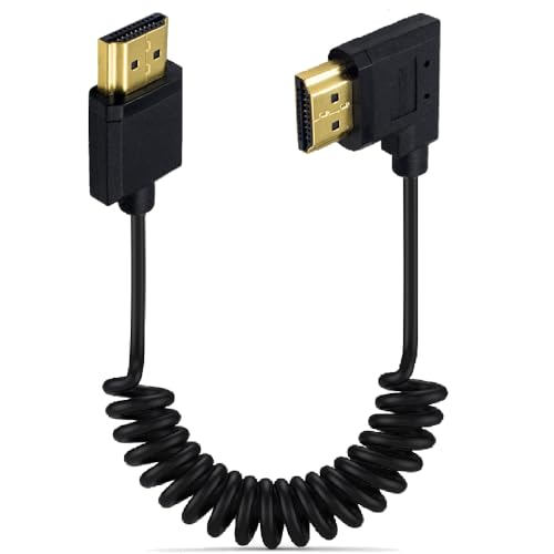 Kework 3.9ft HDMI 4K@60Hz Coiled Cable, Right Angle HDMI 2.0