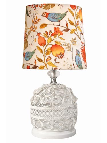 Image of Modern Small Crystal Table Lamp,Contemporary Bedroom Bedside Nightstand Lamp,Morden Minimalist, Desk Globe Lamp for Living Room Girls Kids Room, White Fabric Shade (Multicolor)