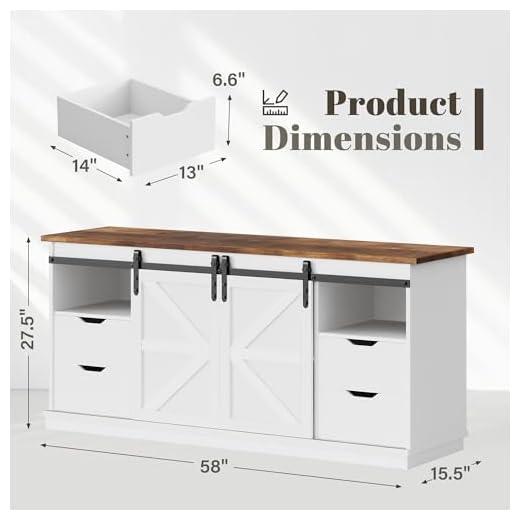 YESHOMY 58" TV Stand with Barn Doors