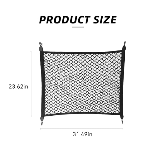 Tioollev Elastic Cargo Net for SUV,Adjustable Elastic Trunk Mesh Nets with Hook Universal for SUV - Organizer 32" x 24" Stretch to 63"x43",Truck Bed Tailgate Netting Accessories (31.5 * 24inch) by Tioollev - Image 2