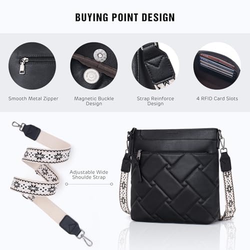 POIUGOYA Quilted Crossbody Bags for Women Trendy,Vegan Leather Medium Shoulder Handbags Travel Purse with RFID Card Slots3
