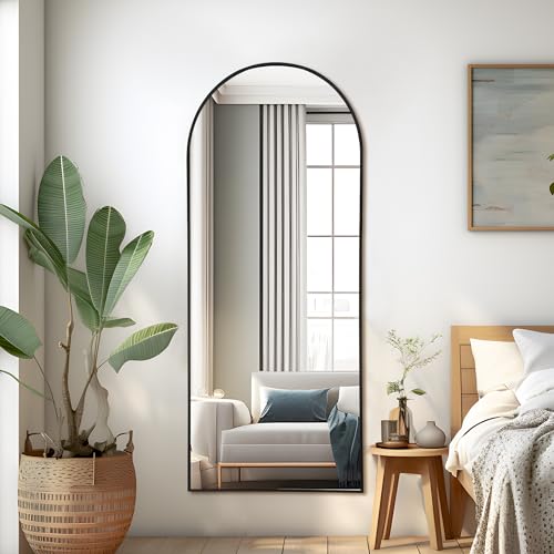 NicBex Arched Full Length Mirror with Stand, 56"x19" Aluminum Alloy Frame Floor Mirror, Black - Free Standing, Leaning Against Wall or Wall-Mounted, for Bedroom Living Room Dressing Room by NicBex - Image 3