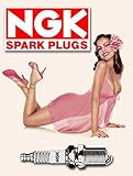 Bobdsa Mrute Ngk Spark Plug Plaque décorative murale vintage en fer Motif bougie d'allumage 20,3 x 30,5 cm