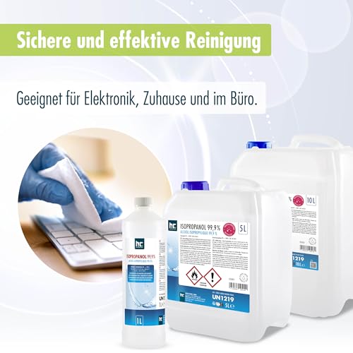 Höfer Chemie Isopropanol 99,9% 1 L - Ispopropylalkohol zur Reinigung & Entfettung - Starkes Lösungsmittel - Vielseitig Verwendbar – Ansicht 4