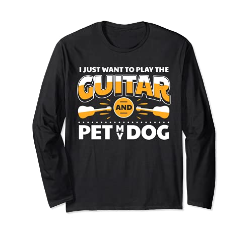 Funny Guitar Player Saying Guitarist I Dog Owner Long Sleeve T-Shirt, Black