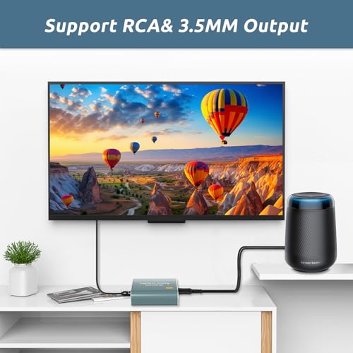 Optical to 3.5MM Audio Converter 192kHz Digital to Analog Audio Converter Optical SPDIF to 3.5 Jack AUX RCA Adapter with ToslinkOptical Cable and 3.5 to RCA Cable